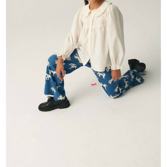 NEW COMPANIA FANTASTICA girls pant with horse print in blue / horse print - Picture 2 of 3